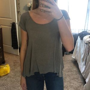 gray open back tee